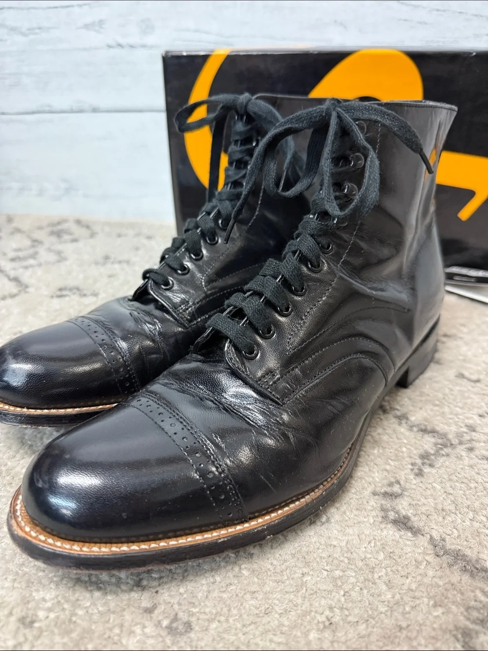Men's Stacey Adam’s Madison Black Leather Lace-Up Dress Boot